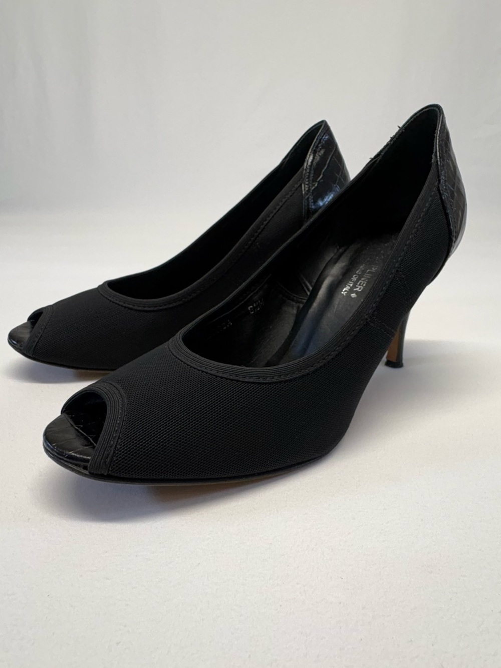 Vintage Donald J Pliner Couture “Zorba” Black Mesh Peep Toe Pumps - Size 8.5M